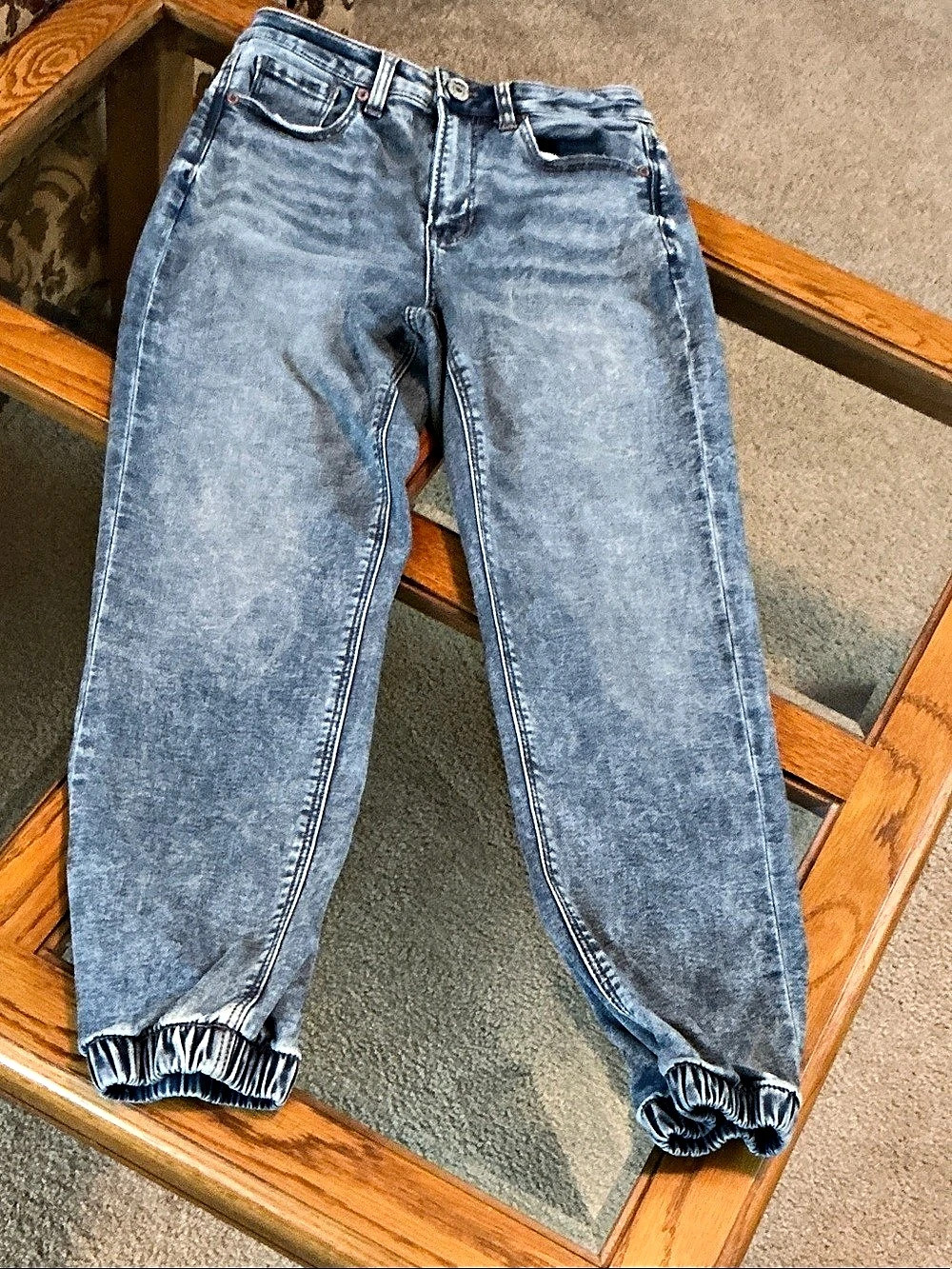 American Eagle Cozy Ne(x)t Level Stretch Denim Jogger Jeans Blue Waist 2 Short